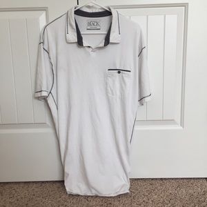 Buckle Black Polo in White w/ Black Thread Detail